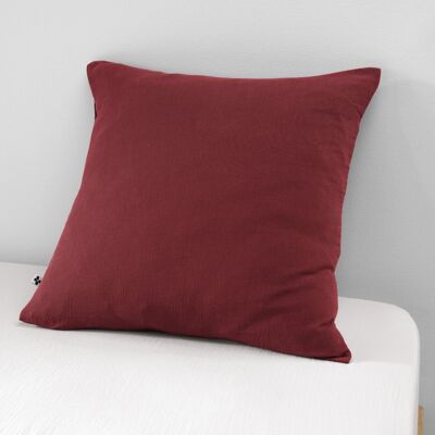 Cotton gauze pillowcase 60 x 60 cm GAÏA Burgundy