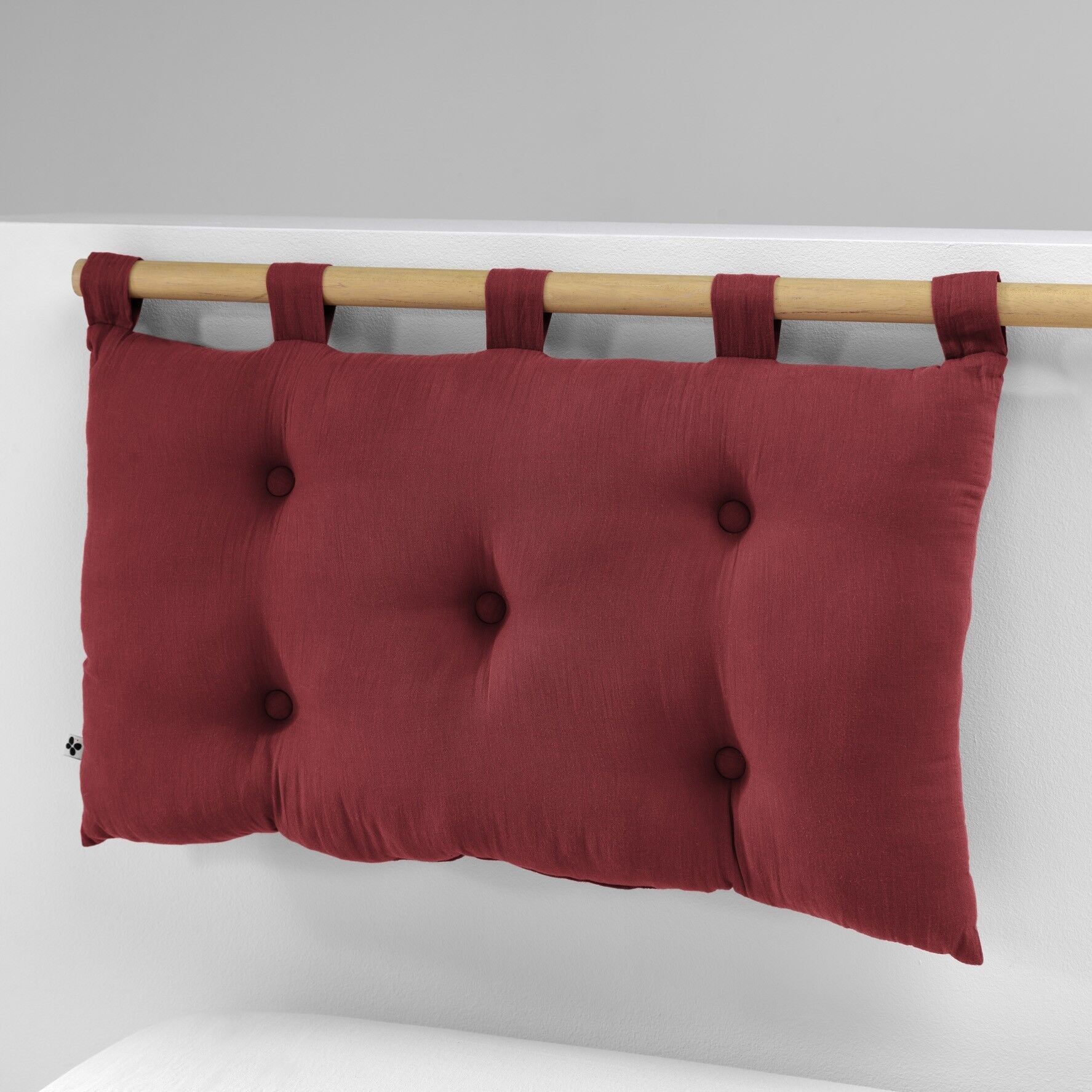 Tête de lit 5 boutons avec passants Gaze de coton 50 x 80 cm GAÏA Lie de vin