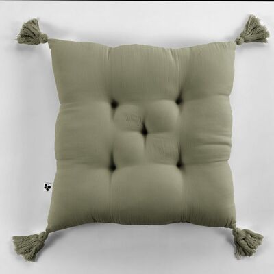 5-point padded cushion with pompoms Cotton gauze 40 x 40 cm GAÏA Rosemary