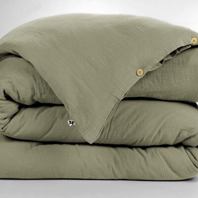 Bettbezug aus Baumwollgaze 200 x 200 cm GAÏA Rosmarin