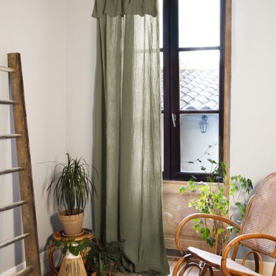 Verstellbarer Vorhang + 8 Clipringe Baumwollgaze 140 x 300 cm GAÏA Rosmarin