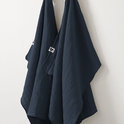 Set of 2 cotton gauze hand towels 50 x 70 cm GAÏA Minuit