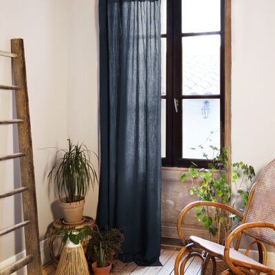 Adjustable curtain + 8 clip rings Cotton gauze 140 x 300 cm GAÏA Minuit