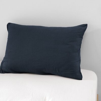 Cotton gauze pillowcase 50 x 70 cm GAÏA Minuit