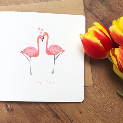 Flamingo ‘Love You’ greetings card