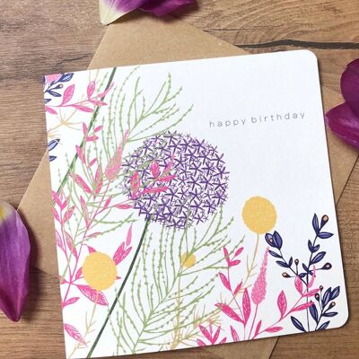 Allium Garden Happy Birthday Greeting Card