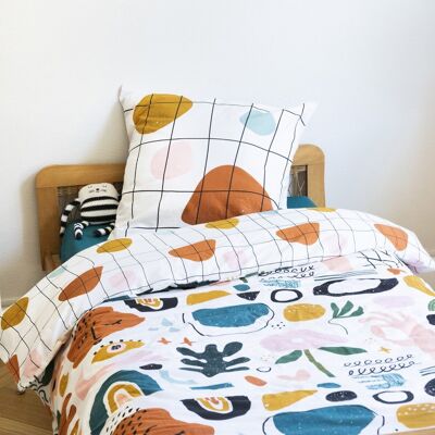 Bed linen set (Duvet cover + 1 Pillowcase) Printed cotton 140 x 200 cm ABSART