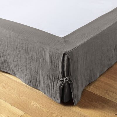 Falda de cama de gasa de algodón 140 x 190 cm GAÏA Granito