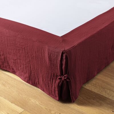 Cotton gauze bed skirt 140 x 190 cm GAÏA Burgundy