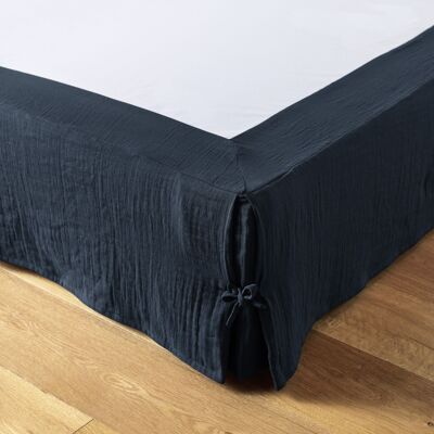 Cotton gauze bed skirt 160 x 200 cm GAÏA Minuit