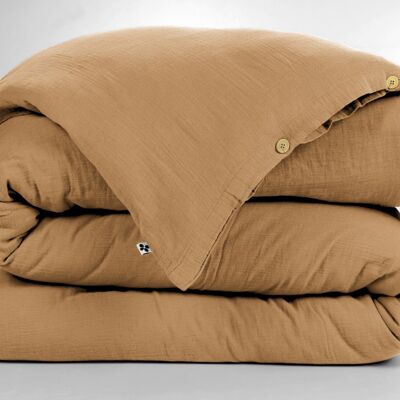 GAÏA Kamelfarbener Bettbezug aus Baumwollgaze 200 x 200 cm