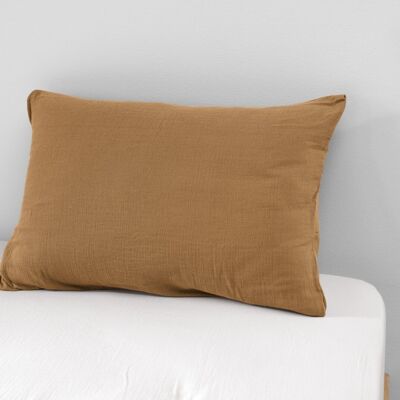 Cotton gauze pillowcase 50 x 70 cm GAÏA Camel