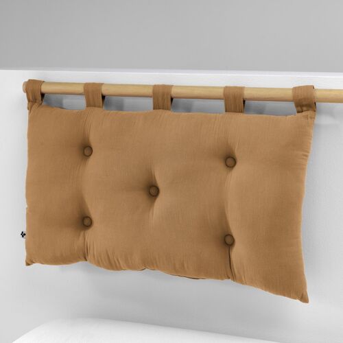 Tête de lit 5 boutons avec passants Gaze de coton 50 x 80 cm GAÏA Camel