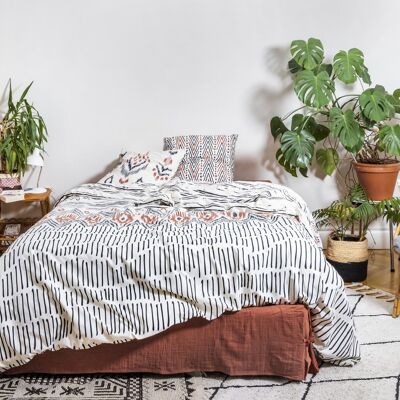 Bed linen set (Duvet cover + 1 Pillowcase) Printed cotton 140 x 200 cm ETHNIC