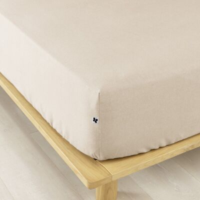 Flannel fitted sheet 90 x 190 cm CANDICE Sand