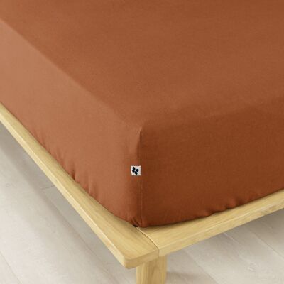 Flannel fitted sheet 90 x 190 cm CANDICE Terracotta