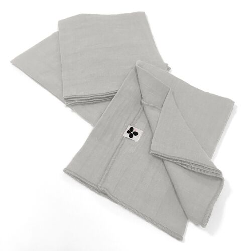 Lot de 3 serviettes Gaze de coton 40 x 40 cm GAÏA Nuage