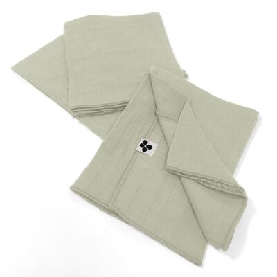 Set of 3 cotton gauze towels 40 x 40 cm GAÏA Water green