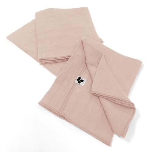 Lot de 3 serviettes Gaze de coton 40 x 40 cm GAÏA Guimauve