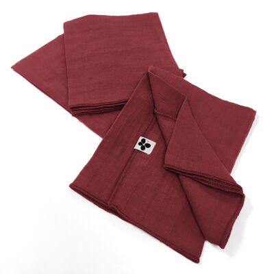Set di 3 asciugamani in garza di cotone 40 x 40 cm GAÏA Borgogna