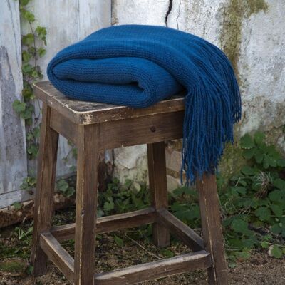 Knit blanket with fringes 125 x 150 cm SACHA Myrtille