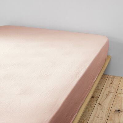 Cotton Gauze fitted sheet 180 x 200 cm GAÏA Marshmallow