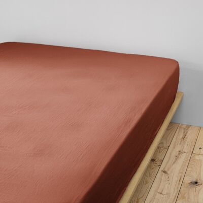 Drap housse Gaze de Coton 140 x 190 cm GAÏA Terracotta