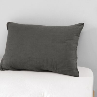 Cotton gauze pillowcase 50 x 70 cm GAÏA Granit