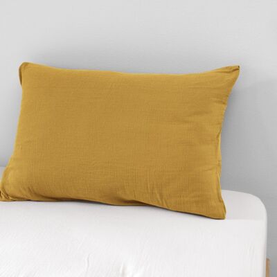 Cotton gauze pillowcase 50 x 70 cm GAÏA Safran