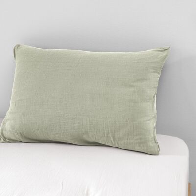 GAÏA Funda de almohada de gasa de algodón 50 x 70 cm Verde agua