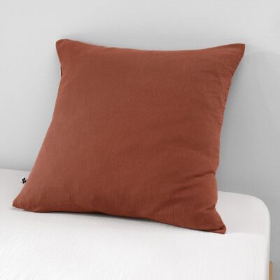 Cotton gauze pillowcase 60 x 60 cm GAÏA Terracotta
