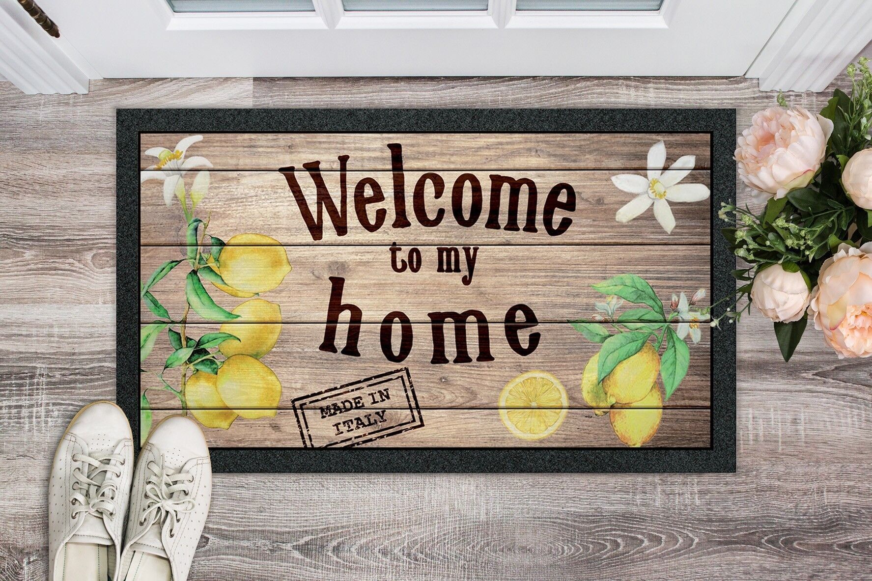 Tappeto rettangolare stampato 40 x 68 cm HOME SWEET HOME Limoni