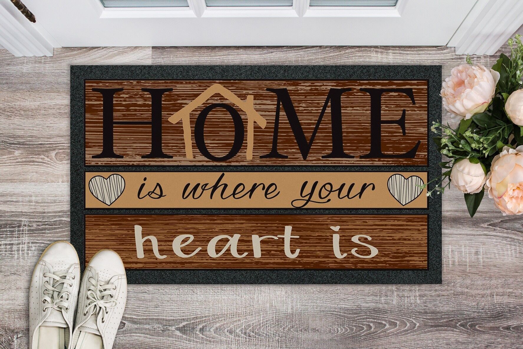 Tapis rectangle imprimé 40 x 68 cm HOME IS WHERE…