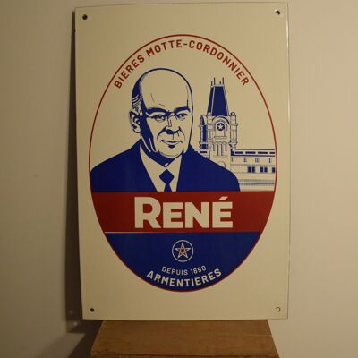 René enamel sign