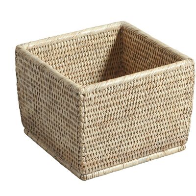 Frou-frou square basket Limed white