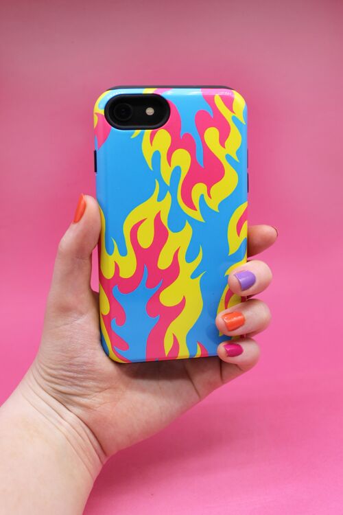 FLAME PHONE CASE- blu/pnk/ylw - Apple iPhone 7