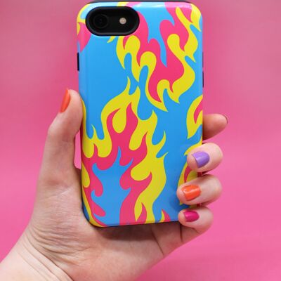 FLAME PHONE CASE- blu/pnk/ylw - Apple iPhone X / XS