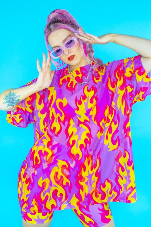 Lilac flame oversized t-shirt dress