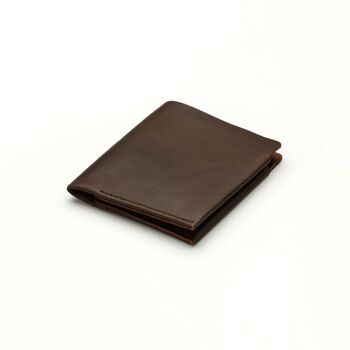 Portefeuille "Plat" en cuir - Chocolat 1