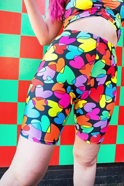 Rainbow heart cycle shorts