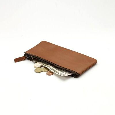 Tan leather wallet "Zipper" M