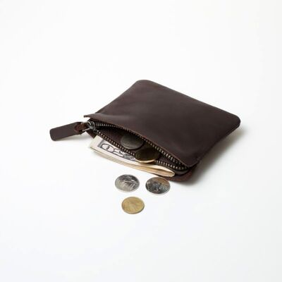 Leather "Zipper" S wallet - Chocolate
