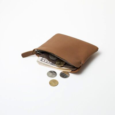 Tan leather wallet "Zipper" S