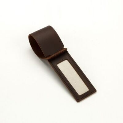 Leather luggage tag holder - Chocolate