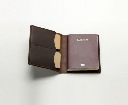 Porte passeport en cuir - Chocolat