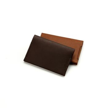 Porte carte "Double" en cuir - Chocolat 3