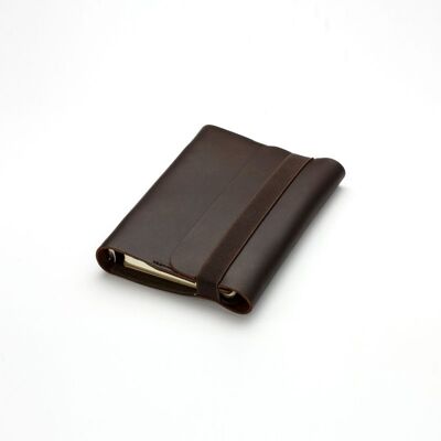 Organizador / Cuaderno de cuero con elástico A5 - Chocolate