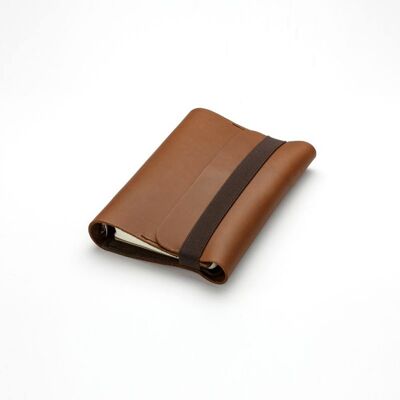 Leather organizer / notebook with elastic A5 - Camel