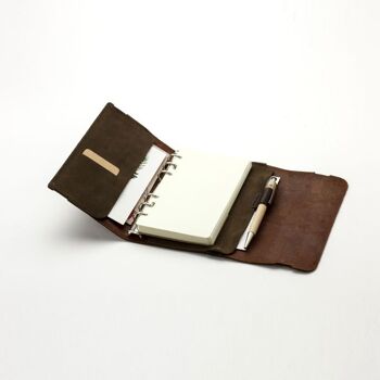 Organiseur / Carnet cuir avec élastique A6 - Chocolat 2