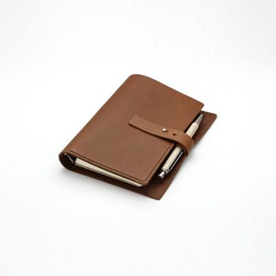 A5 Leather Organizer / Notebook - Camel